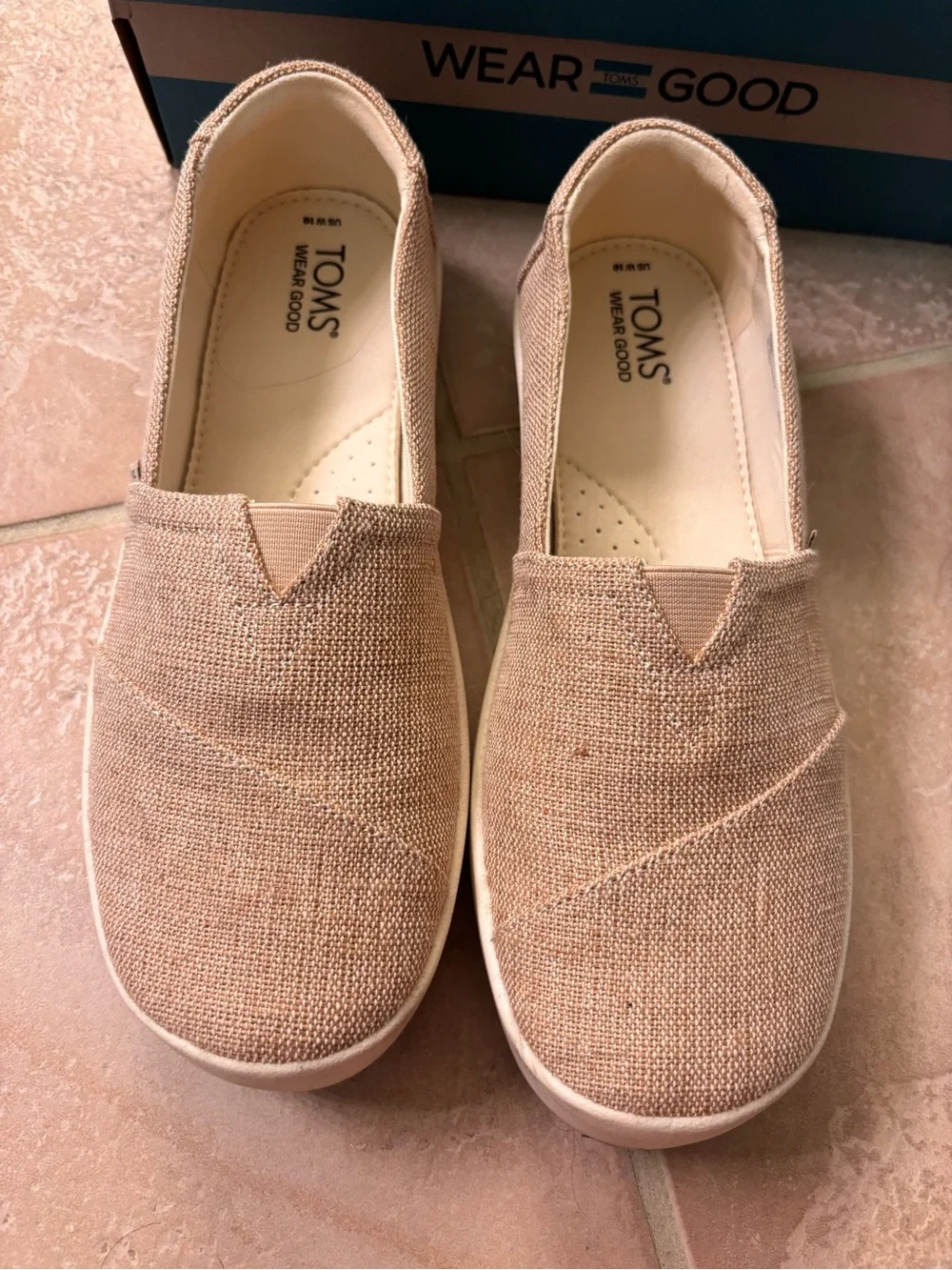 TOMS Verona Slip-On Casual Shoes in Tan and White